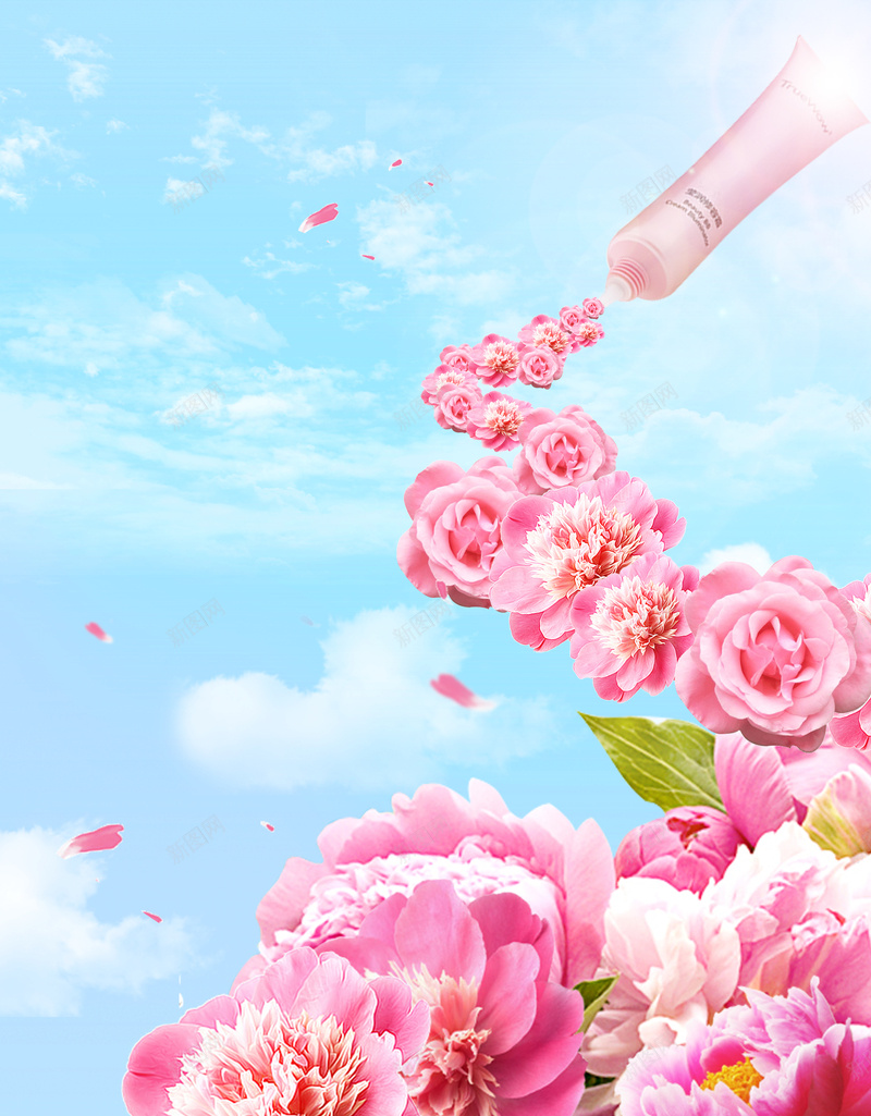 创意合成天然玫瑰隔离防晒乳宣传海报psd设计背景_88icon https://88icon.com 创意 合成 夏日 天然 宣传 海报 玫瑰 素材 背景 花朵 蓝天 防晒 防晒乳 隔离