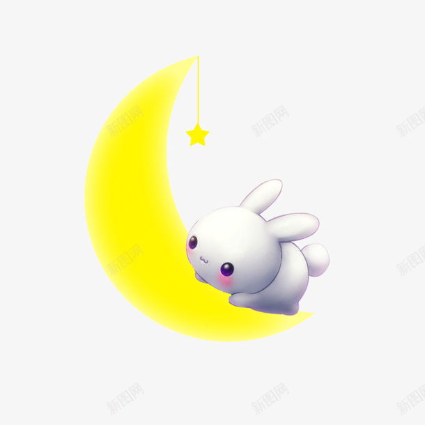 爬在月亮上的萌兔png免抠素材_88icon https://88icon.com 兔子 兔宝宝 半月 月亮 萌物