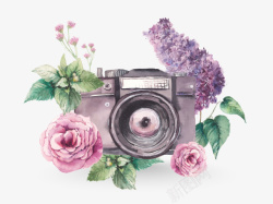 带花朵的漂亮的相机素材