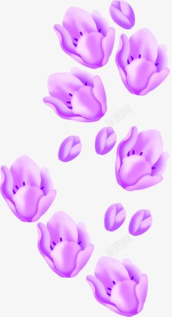 紫色卡通手绘花朵素材