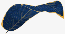 中式金色描边蓝色叶子素材