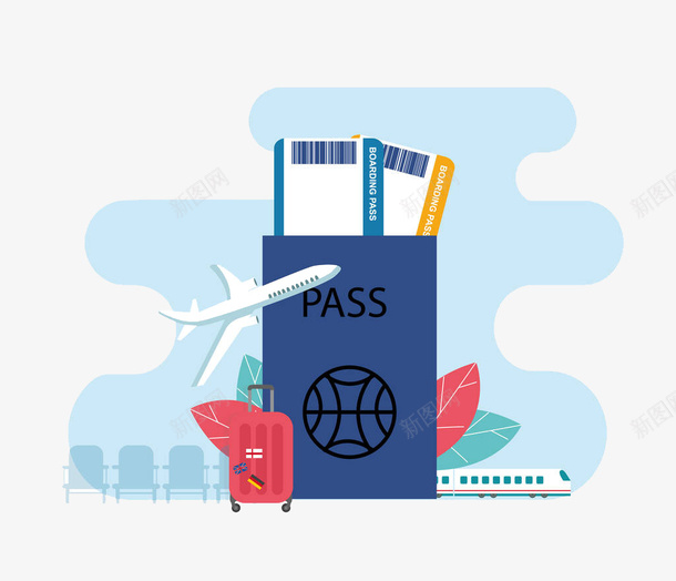 旅游手绘护照行李箱png免抠素材_88icon https://88icon.com 护照 旅游 旅游手绘 行李箱
