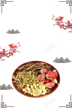 金银花泡茶清新金银花药材花茶高清图片