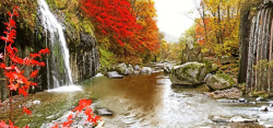 秋季美景山水风景画高清图片