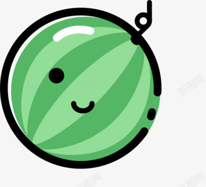 笑脸水果西瓜绿色笑脸图标图标