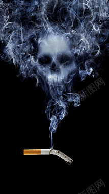 黑色香烟和骷髅图案H5背景元素背景