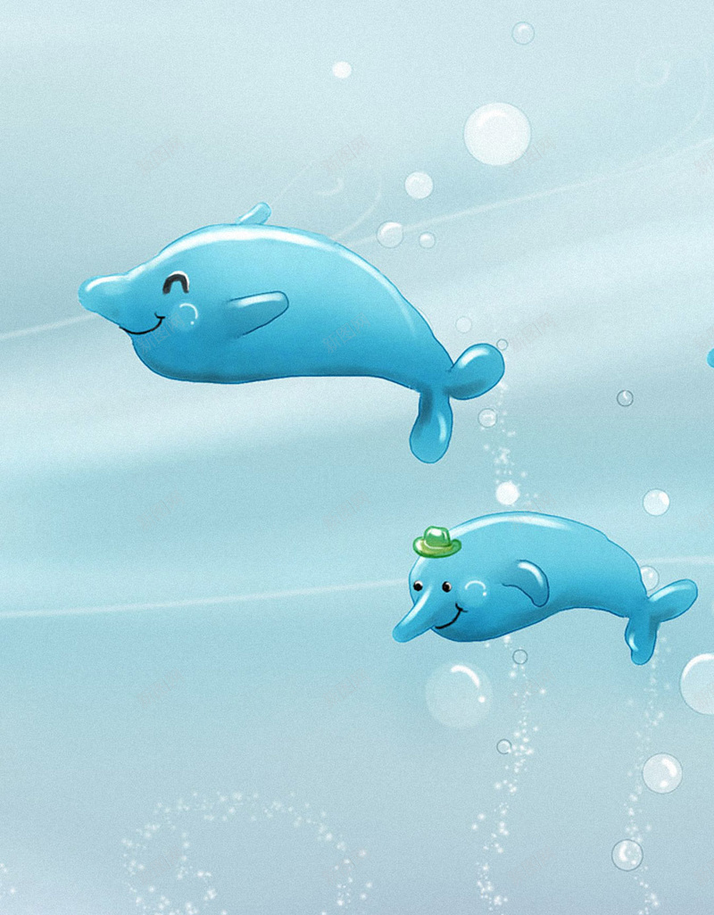 蓝色海豚H5背景jpg设计背景_88icon https://88icon.com 卡通 水泡 水草 海洋 海豚 H5背景 蓝色 H5 h5 童趣 手绘