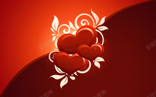 火红的爱心情人节背景素材背景