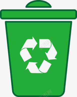 节能环保绿色回收垃圾桶图标图标