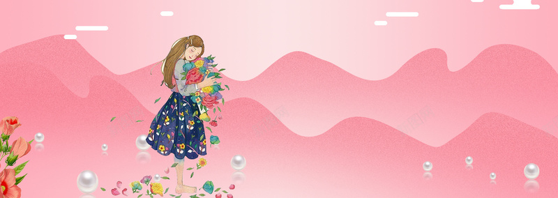 七夕节蜜月粉色手绘几何粉色背景背景