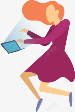 女人电脑沉迷于网络社交的女人矢量图高清图片