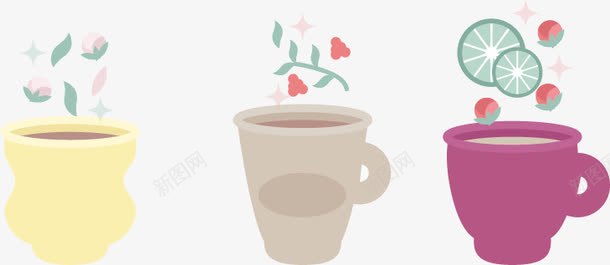 茶杯矢量图ai免抠素材_88icon https://88icon.com 手绘 暖色 花茶 茶杯 矢量图