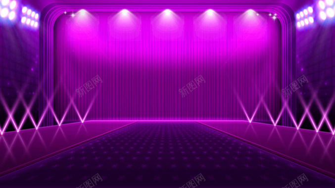 紫色舞台背景天猫促销海报背景素材背景