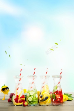 果汁店海报夏日果汁冷饮促销背景模板高清图片