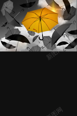 创意雨伞招聘海报背景