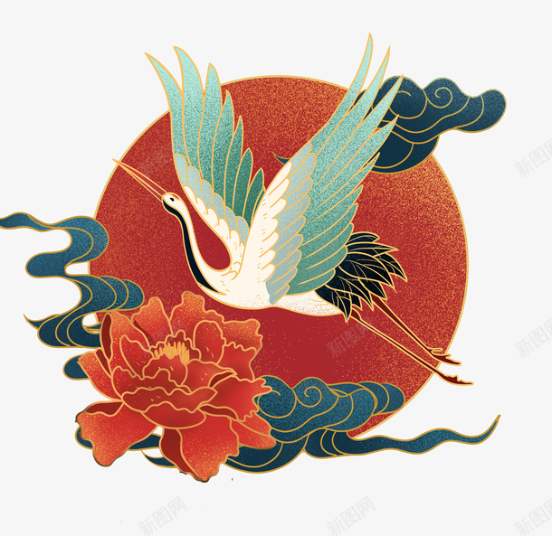 中国风仙鹤中秋插画png免抠素材_88icon https://88icon.com 中国风 仙鹤 中秋 国潮