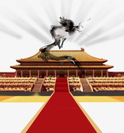 中国宫殿和龙素材