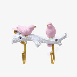 2只粉色小鸟钥匙挂钩家居装饰用品素材
