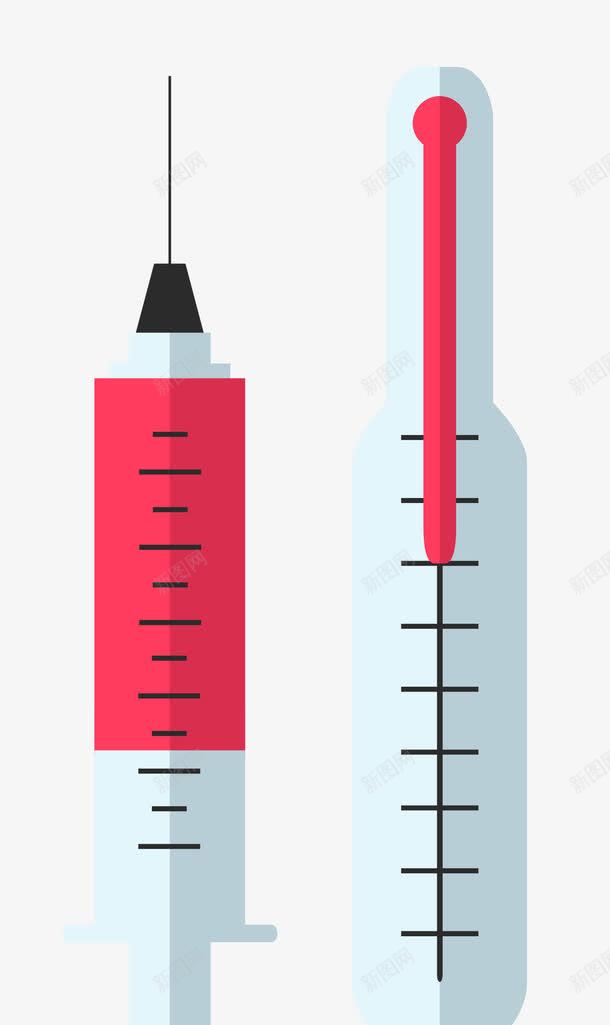 针管矢量图eps免抠素材_88icon https://88icon.com 注射 测量 温度计 矢量图 红色针管 针管