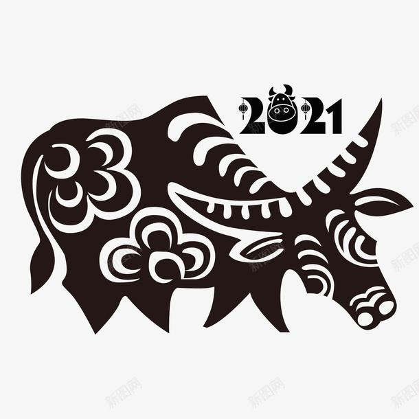 剪纸牛2021矢量图ai免抠素材_88icon https://88icon.com 2021 中式 剪纸牛 卡通 卡通牛尾巴 数字 矢量图