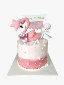 粉色生日画册粉色天鹅甜品生日蛋糕高清图片