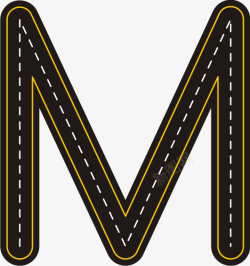 木纹创意字母M艺术字创意公路字母M高清图片