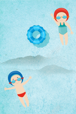 夏日游泳卡通海报背景背景