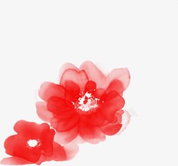 红色水彩唯美花朵素材