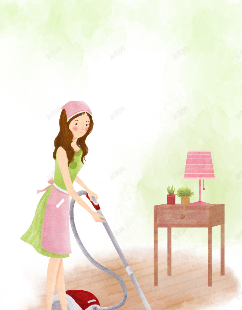 小清新绿色家务女孩吸尘器背景psd设计背景_88icon https://88icon.com 台灯 吸尘器 女孩 家务 小清新 文艺 桌子 简约 绿色