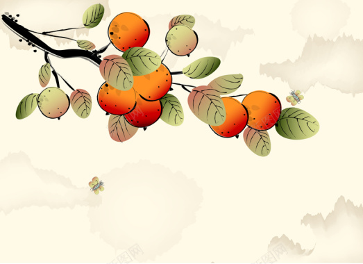 矢量中国风秋季金桔果实背景背景
