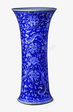 中国风蓝色青花瓷瓶素材
