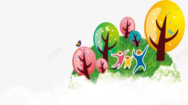 彩色卡通树木运动人物抽象png免抠素材_88icon https://88icon.com 人物 卡通 彩色 抽象 树木 设计 运动