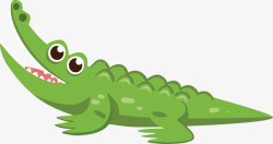 绿色卡通鳄鱼矢量图素材