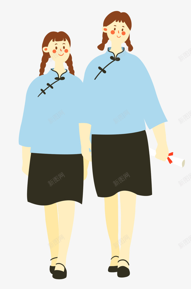 民国女生校服png免抠素材_88icon https://88icon.com 手绘 插画 校服 民国