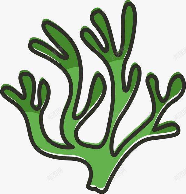 分叉绿色海草png免抠素材_88icon https://88icon.com 分叉 卡通海草 卡通风格 植物 海草 矢量海草