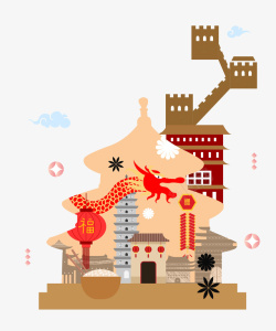 扁平化北京天坛文化装饰背景素材