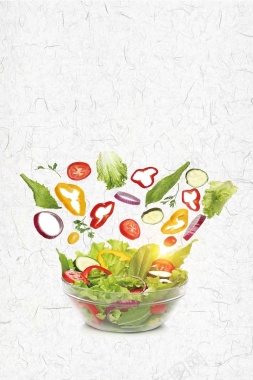 清新健康沙拉美食海报背景模板背景