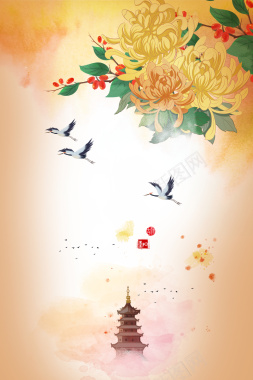 手绘菊花装饰背景图背景