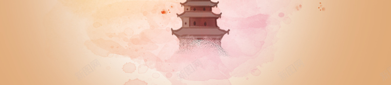 手绘菊花装饰背景图psd设计背景_88icon https://88icon.com 菊花 鹤 装饰元素 塔 印章 粉彩 水墨元素 背景图