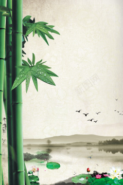 竹林古风海报背景背景