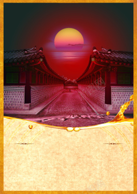 大气中国风城墙朱红背景图背景