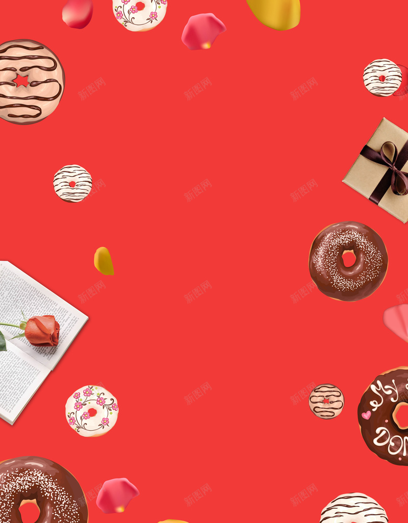 520表白日促销海报PSD矢量psd设计背景_88icon https://88icon.com 520表白日 丝带 书本上的玫瑰花 促销广告 巧克力 海报设计 爱遇见 甜点 甜甜圈 礼物盒 花瓣