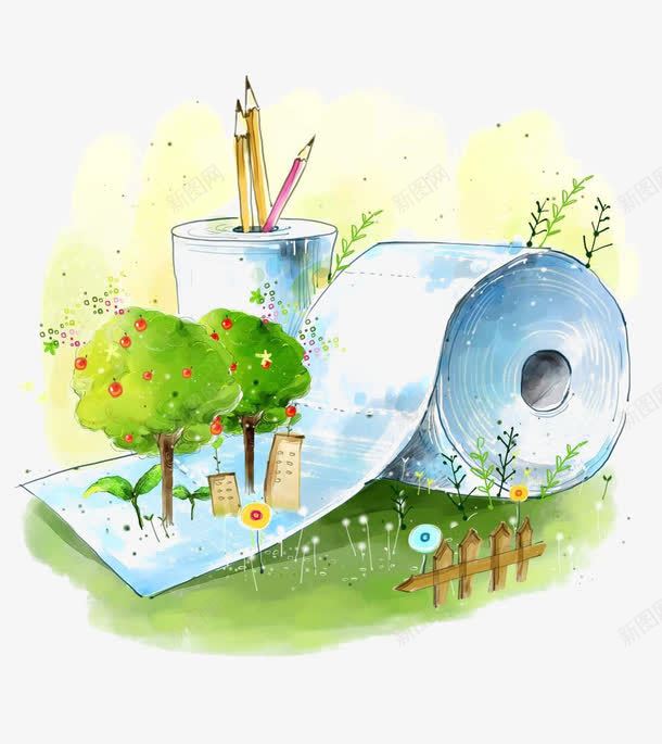 创意环保插画png免抠素材_88icon https://88icon.com 创意卷纸 创意环保插画 装饰
