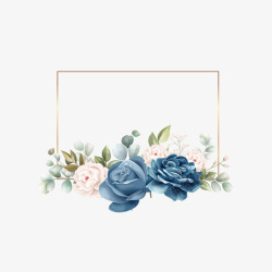 蓝色玫瑰花装饰元素图矢量图素材