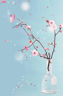 蓝色清新日本樱花节海报背景