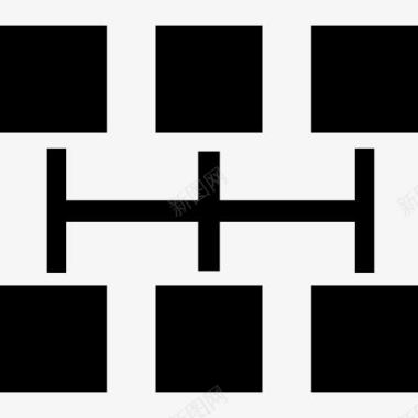 六黑色的正方形平面图标图标
