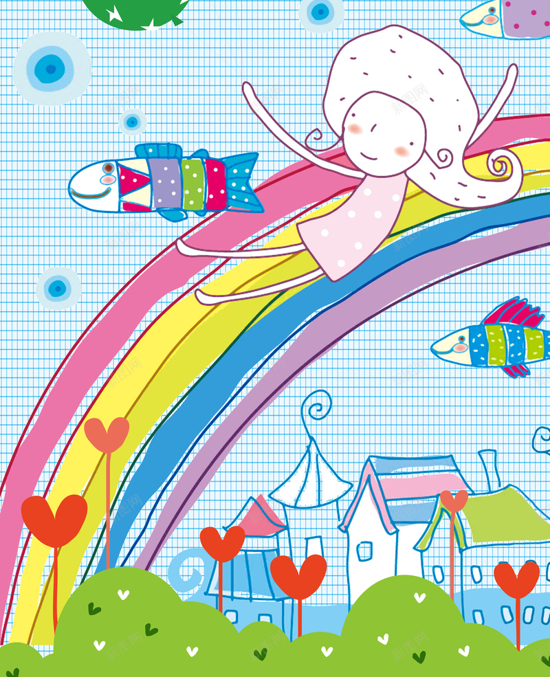 幼儿园卡通人物展板jpg设计背景_88icon https://88icon.com 幼儿园展板背景 卡通人物背景 卡通 手绘 童趣