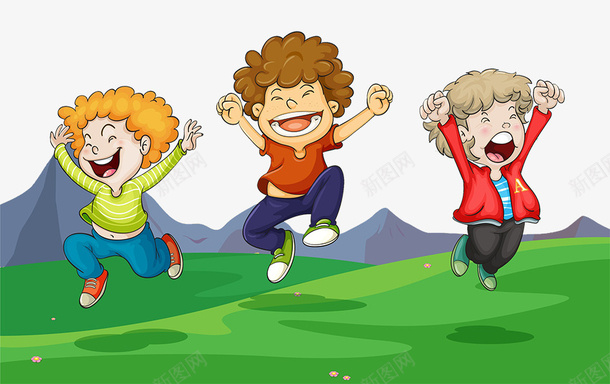 卡通人物插图草地上跳起的孩子们png免抠素材_88icon https://88icon.com 人物插图 卡通 孩子们 草地上 草地上的人 跳起 高兴欢呼
