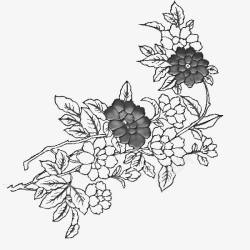 黑色刺绣花朵素材