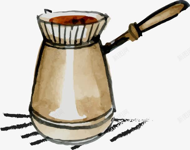 手绘水彩咖啡壶png免抠素材_88icon https://88icon.com 咖啡 咖啡壶 手绘 水彩